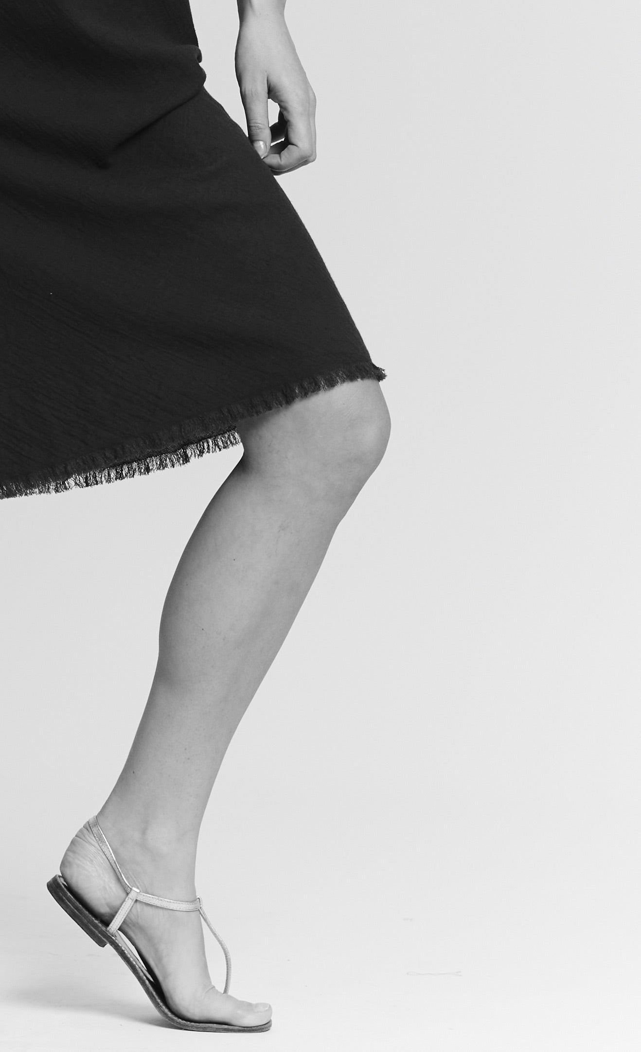 Plum-colored knee-length bias-cut dress