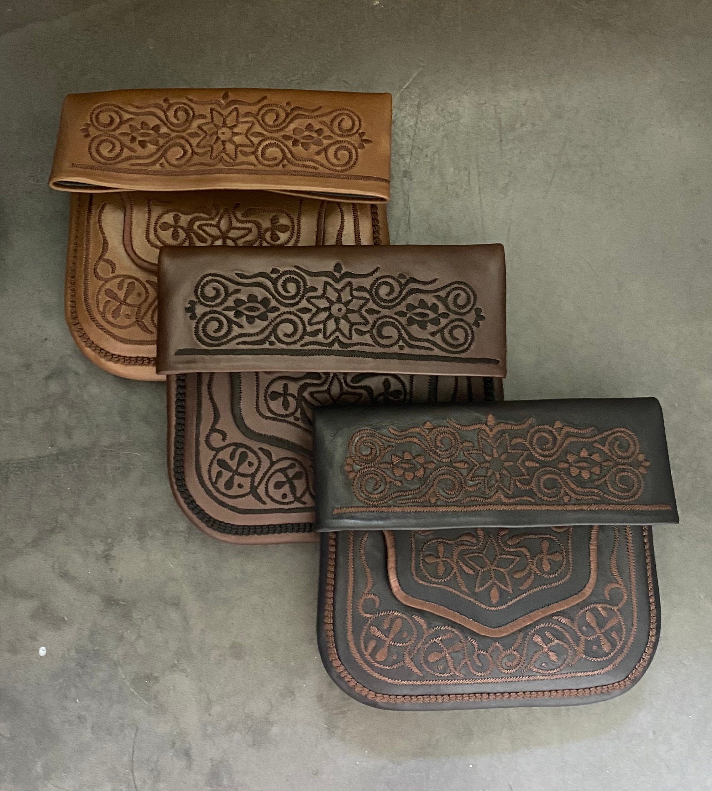 Besace Berbère camel brown embroidery