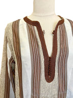 Kurta brown-ecru striped - brown collar