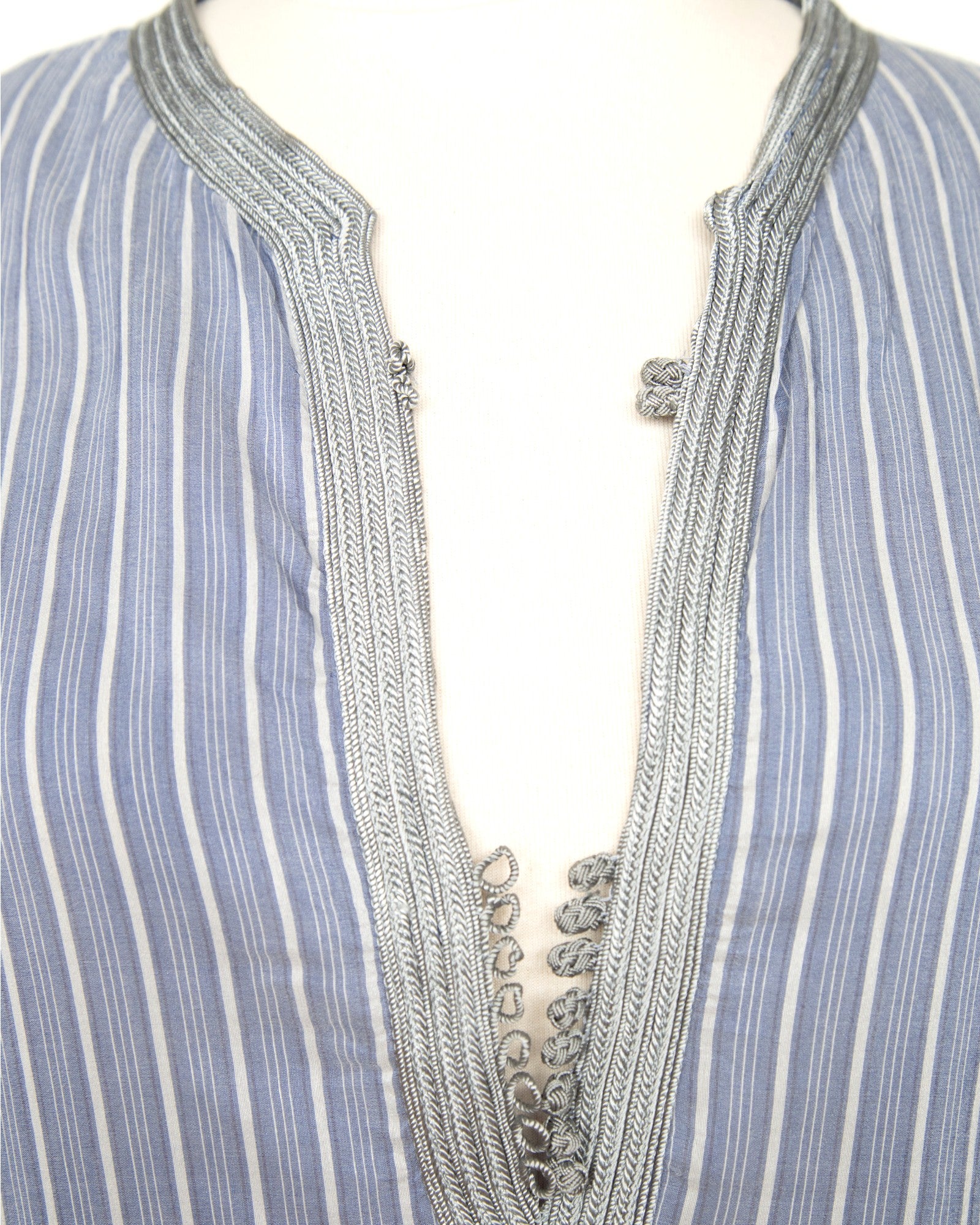 Sky-blue Kurta with a silver collar