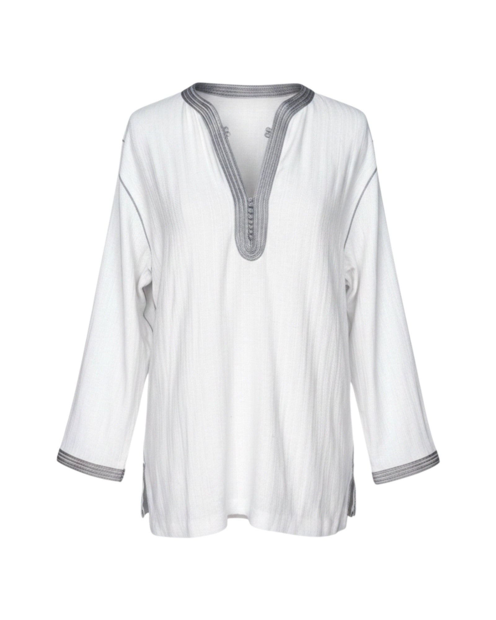 Ivory Kurta - Sky blue collar
