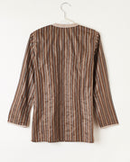Kurta in cotton satin with coffee bayadère stripes