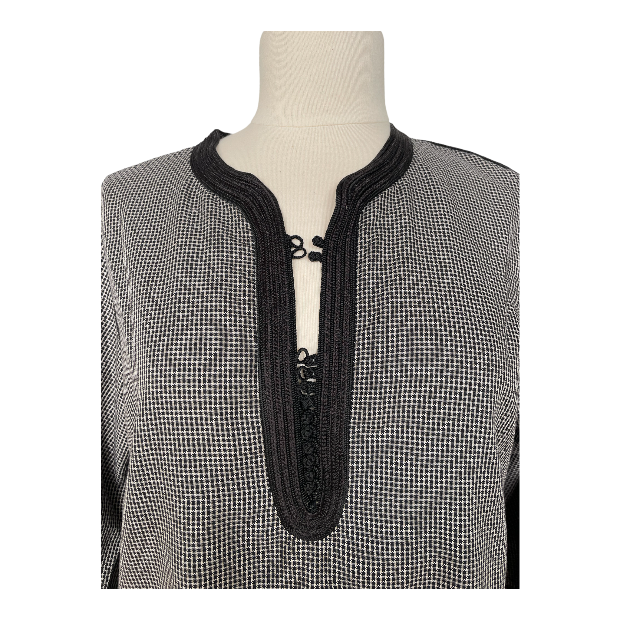 Kurta black and white cotton rooster foot
