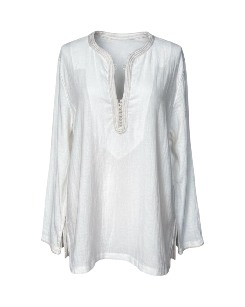 Kurta en lin ivoire - col crème