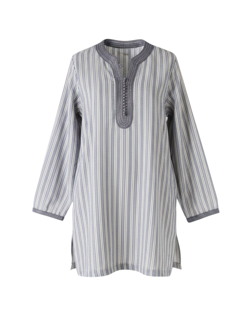 Kurta en popeline de coton rayée ciel
