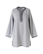 Kurta en popeline de coton rayée ciel