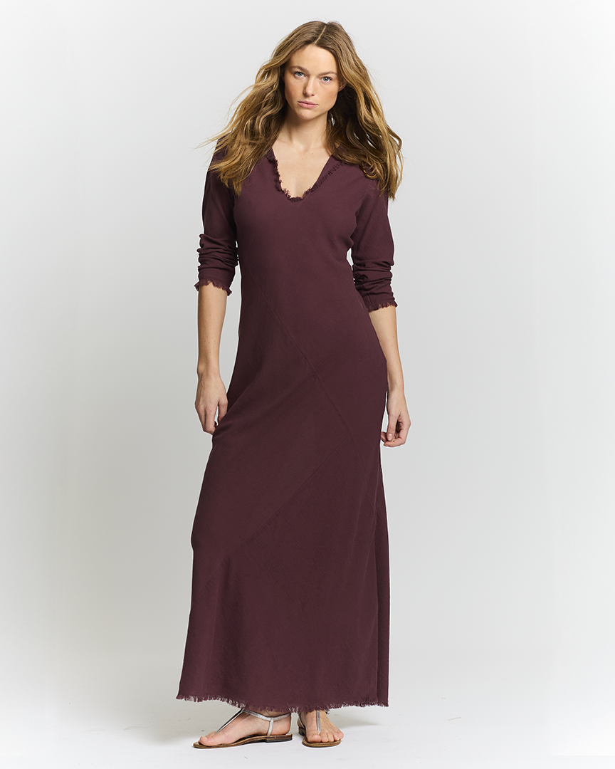 Robe longue en crêpe  de coton