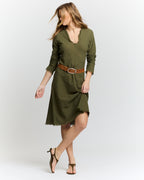 Robe en biais longueur genoux Kaki