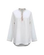 Kurta en lin ivoire col champagne