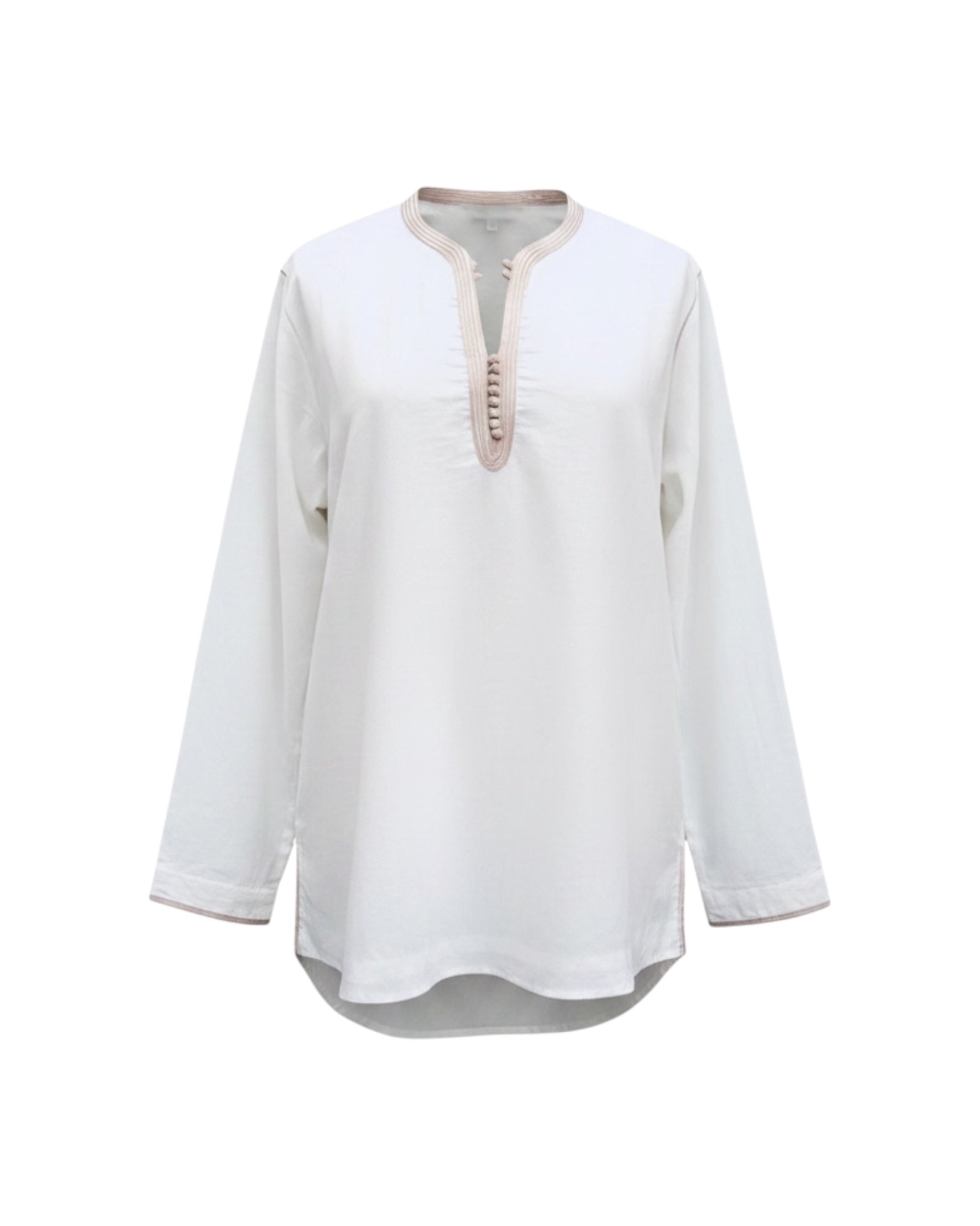 Kurta en lin ivoire col champagne
