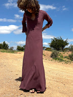 Robe longue en crêpe de coton Prune