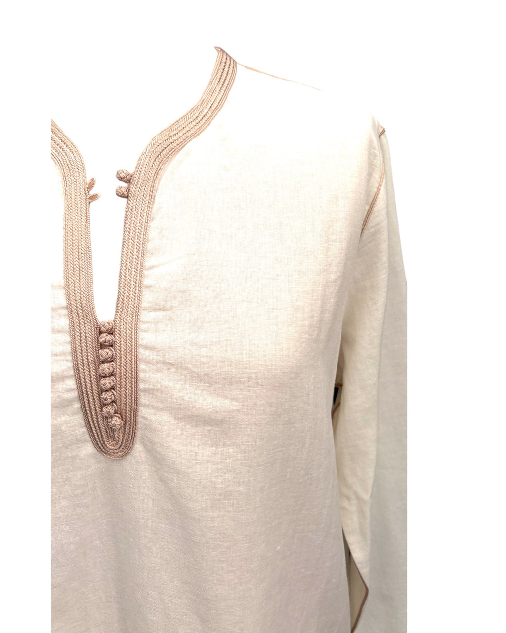 Kurta en lin ivoire col champagne