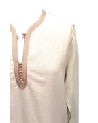 Kurta en lin ivoire col champagne