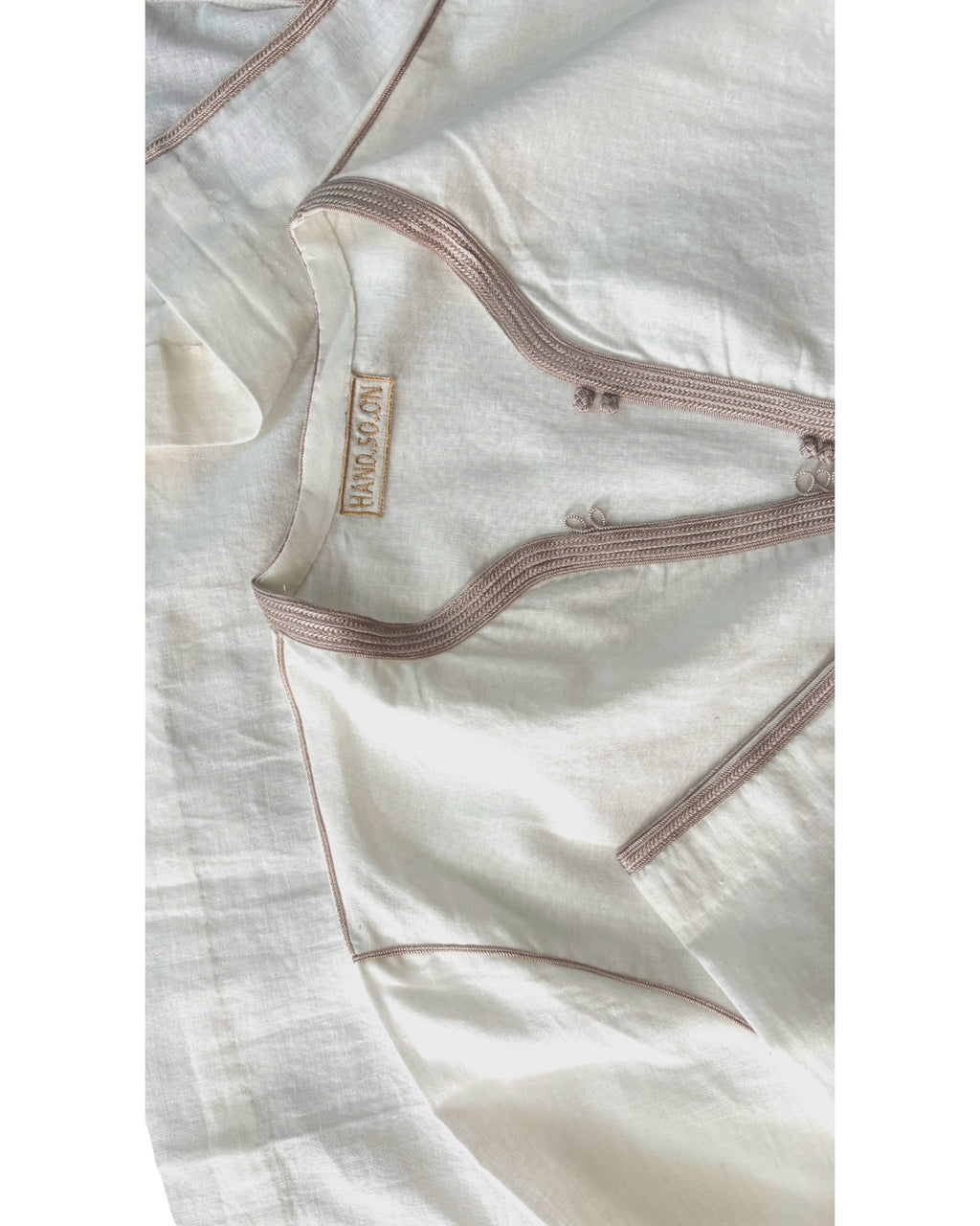Kurta en lin ivoire col champagne