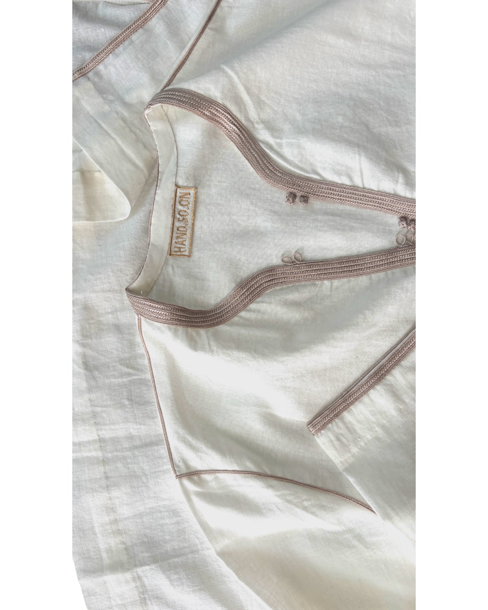 Kurta en lin ivoire col champagne