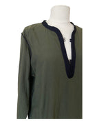 Kurta en lin Kaki col noir