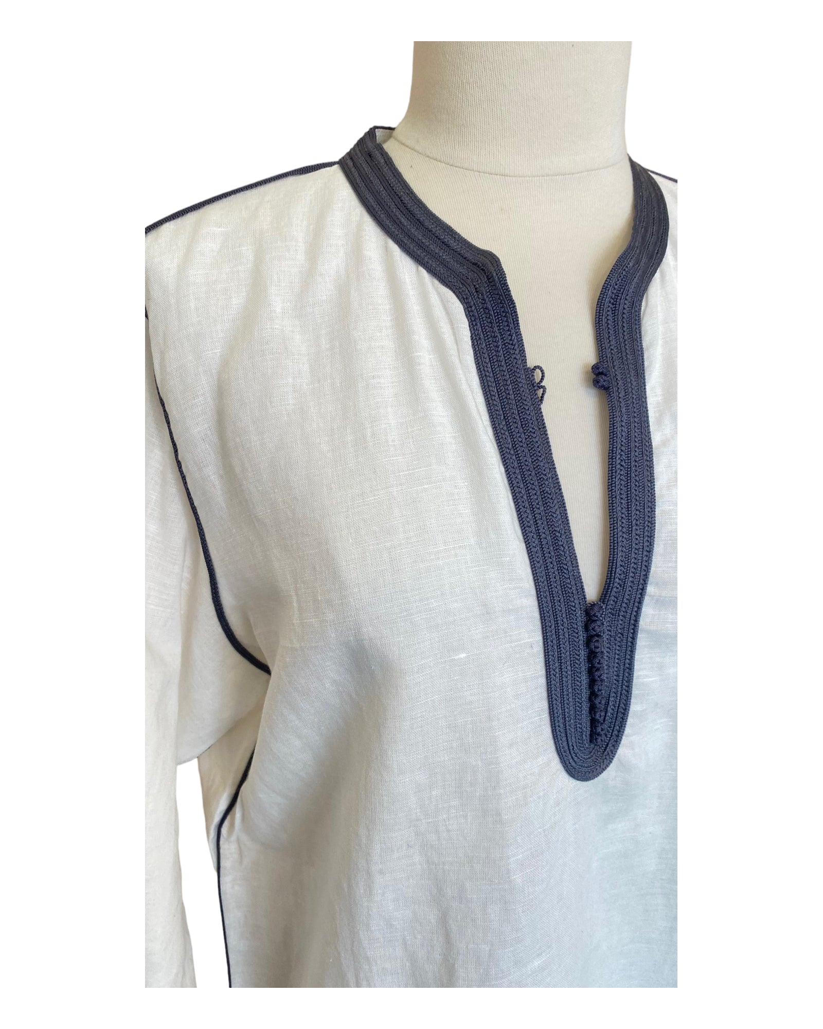 Kurta lin ivoire- col anthracite