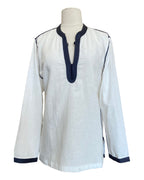 Kurta lin ivoire- col anthracite