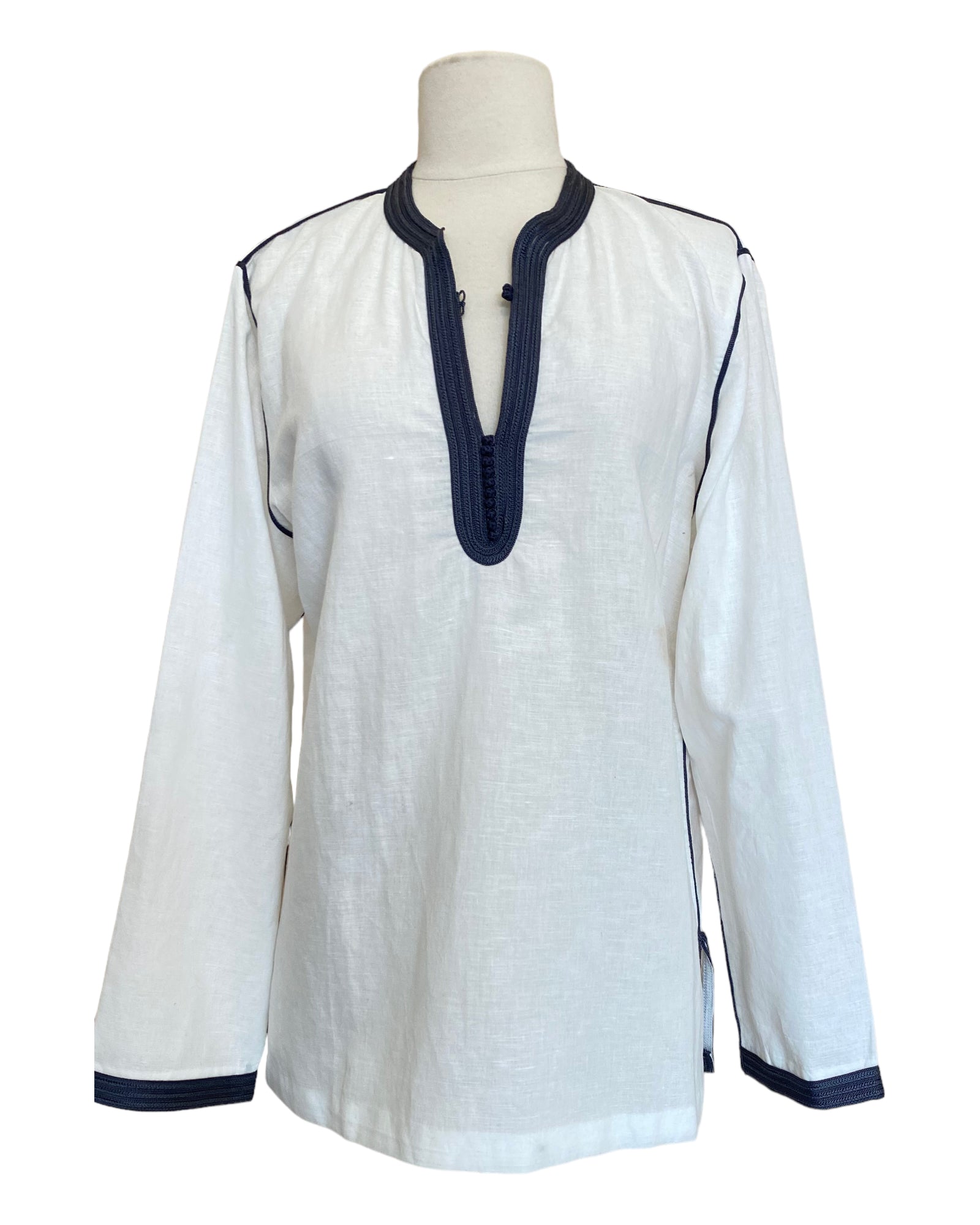 Kurta lin ivoire- col anthracite