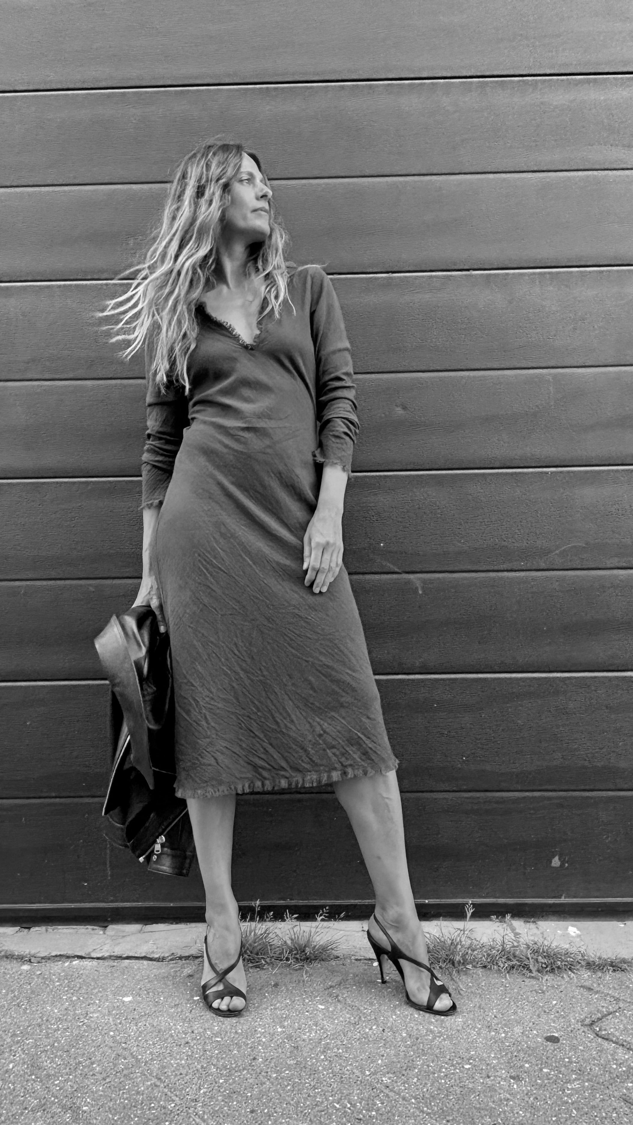Robe en biais longueur genoux Kaki