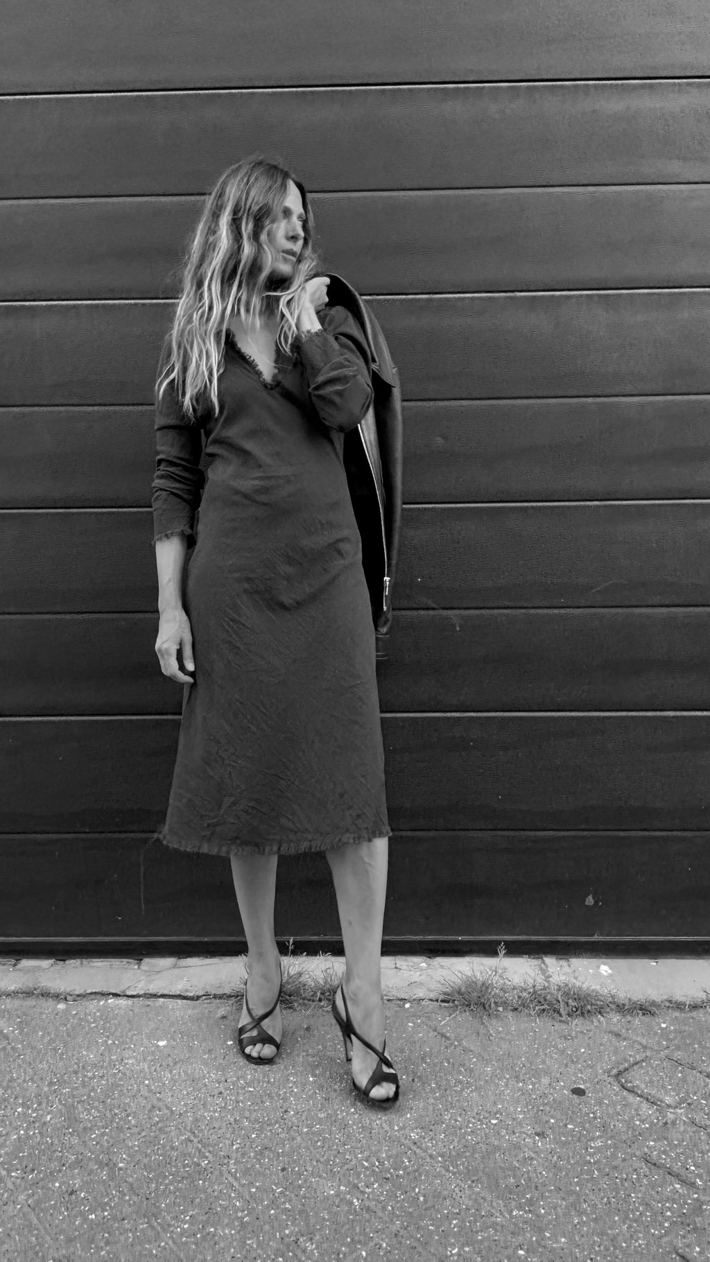 Robe en biais longueur genoux Prune