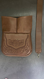 Besace Berbère camel broderie marron
