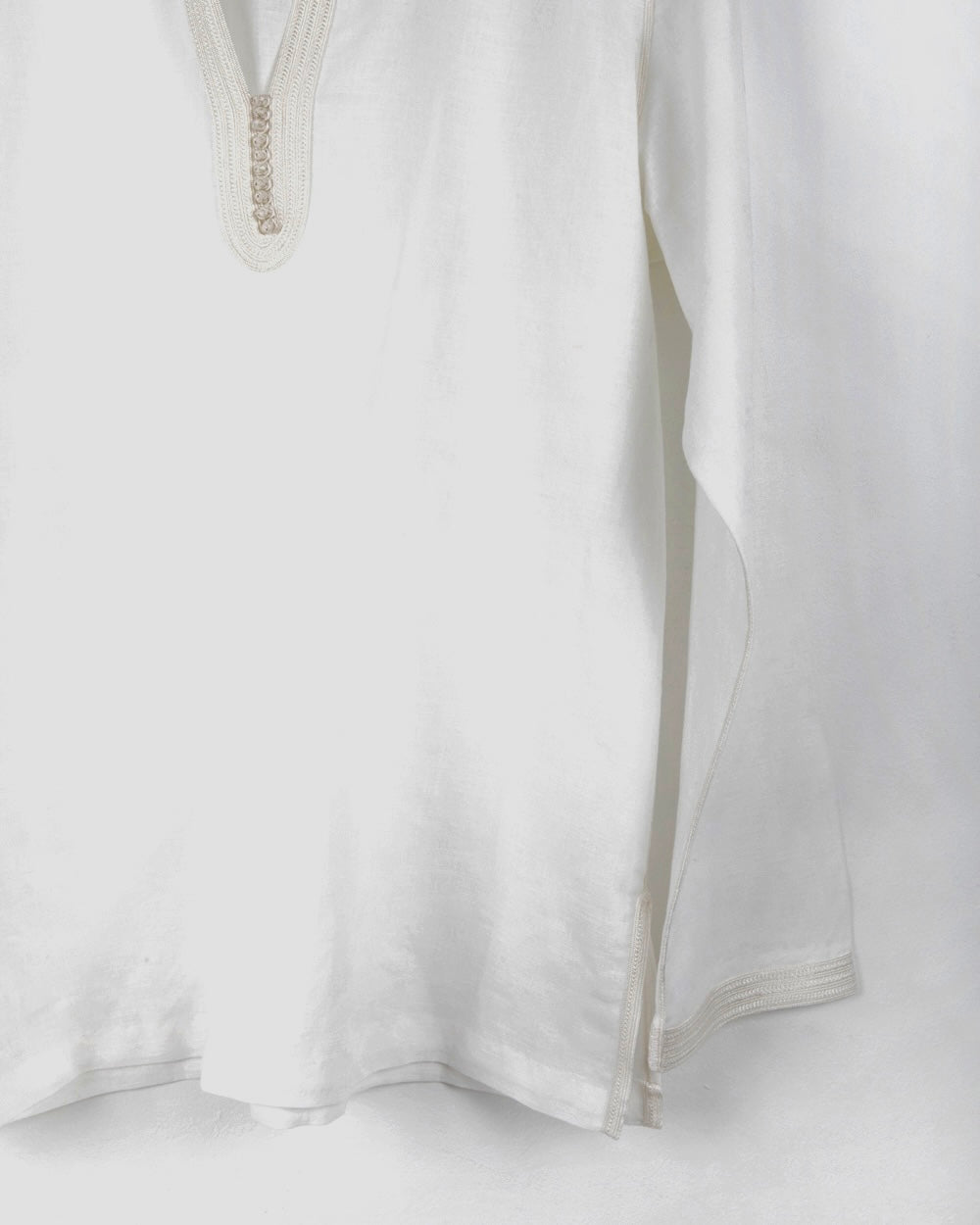 Kurta en lin ivoire - col crème