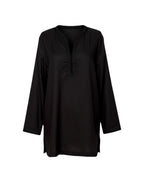 Kurta en lin noir col noir.