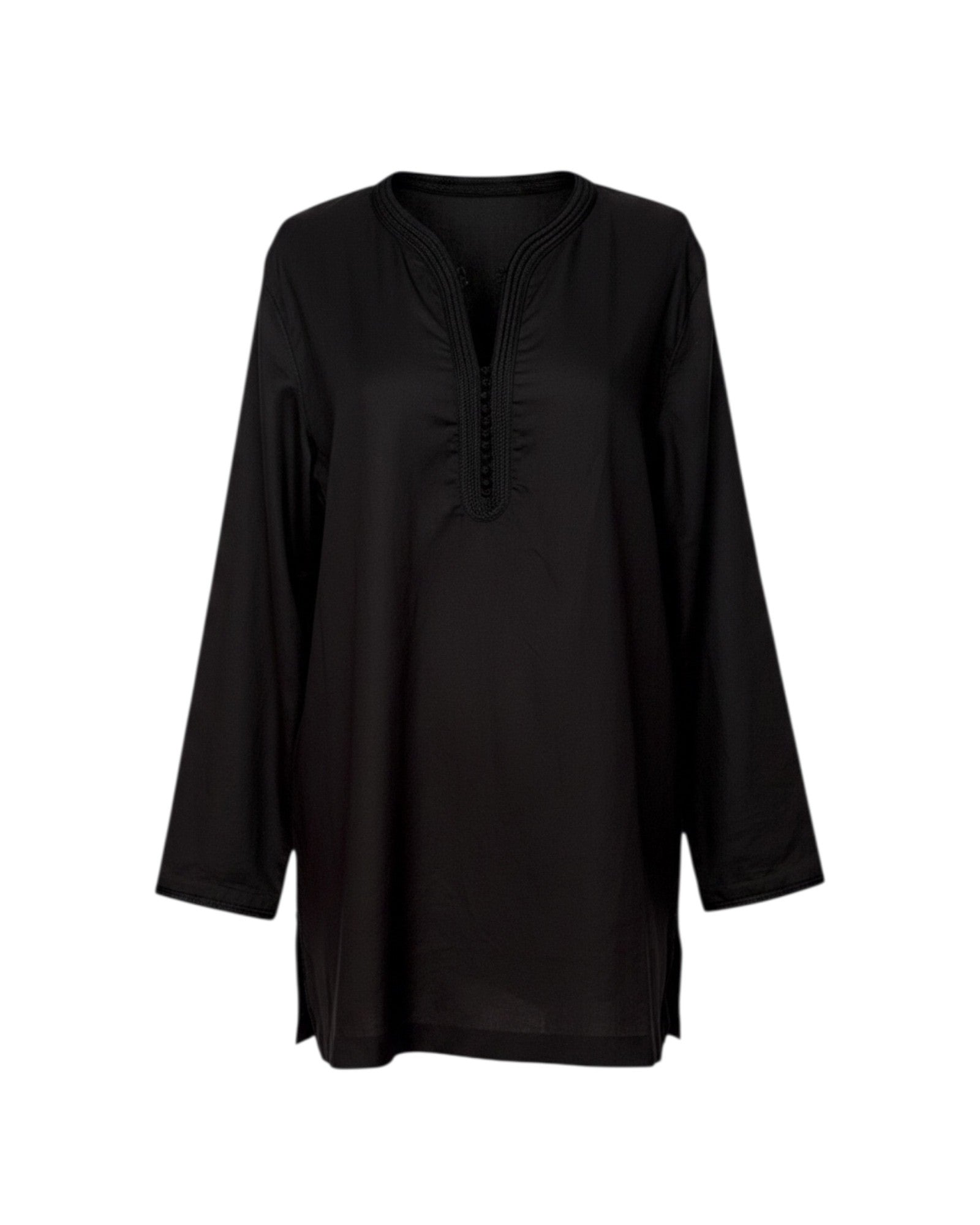 Kurta en lin noir col noir.
