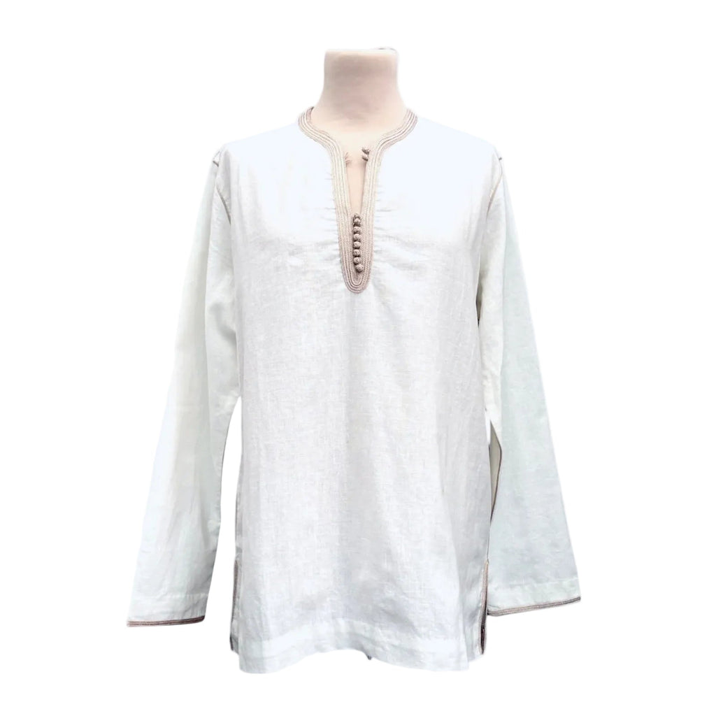 Kurta en lin ivoire col champagne