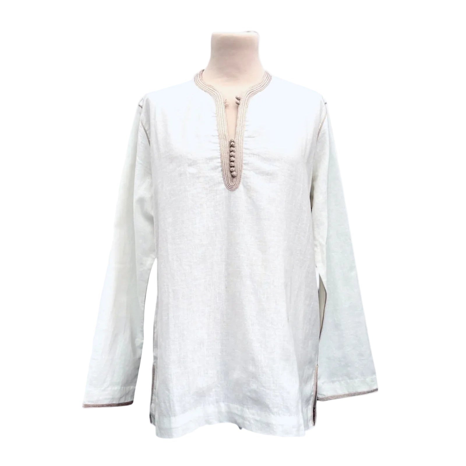 Kurta en lin ivoire col champagne