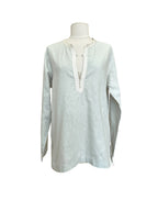 Kurta en lin couleur mastic - Col crème