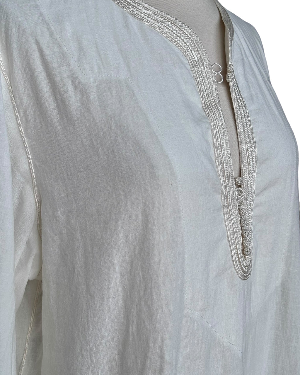 Kurta en lin ivoire - col crème