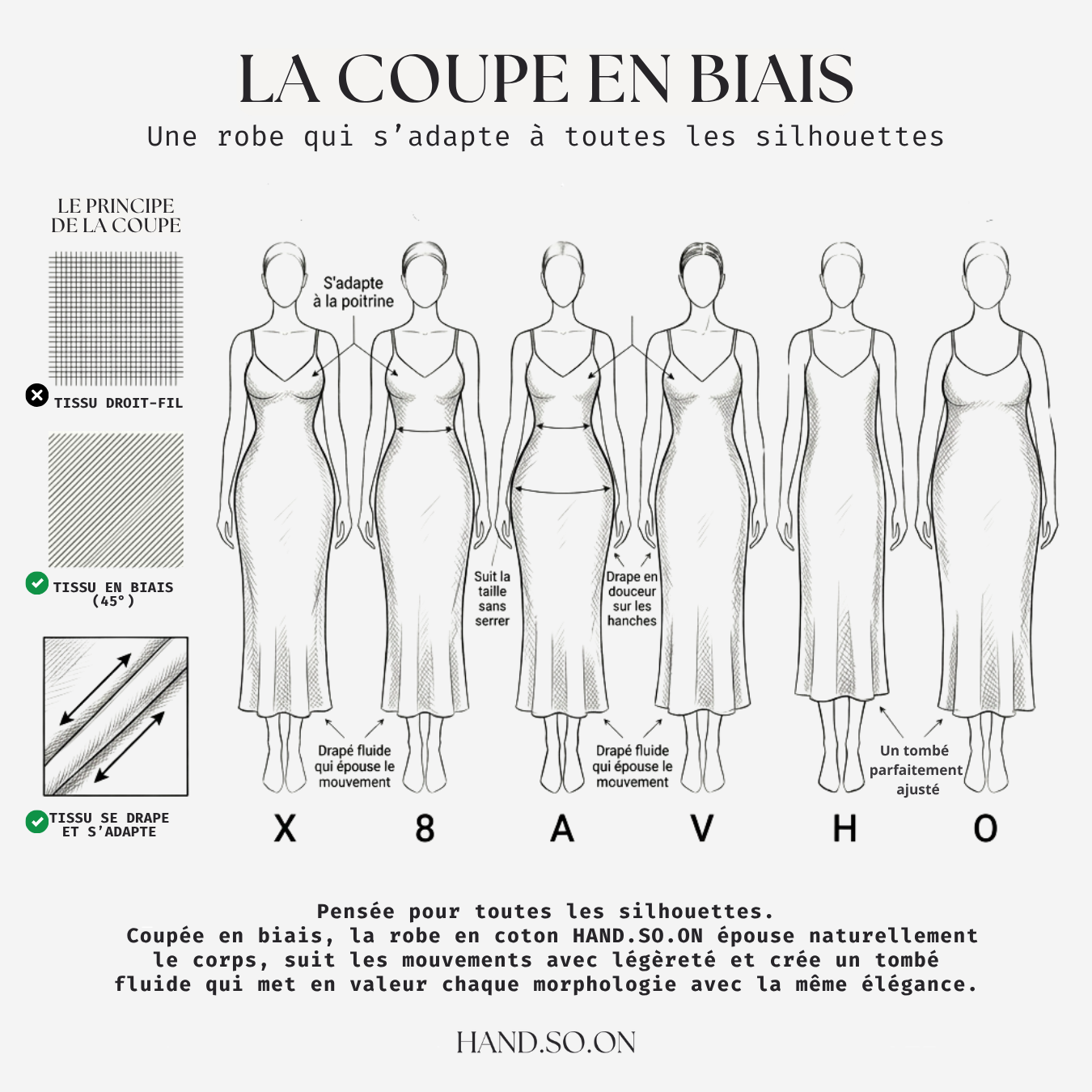 Robe en biais longueur genoux Kaki