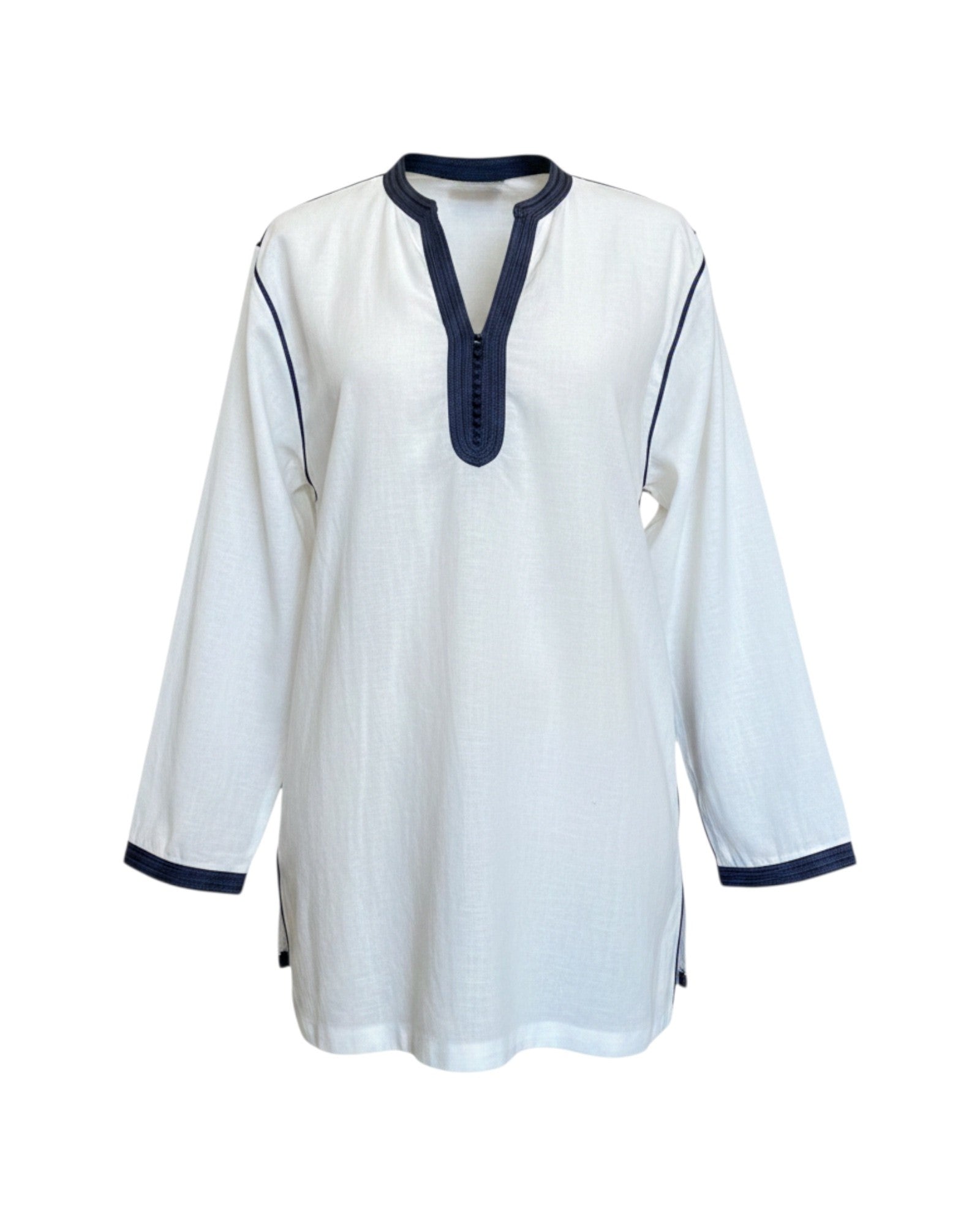 Kurta lin ivoire- col anthracite