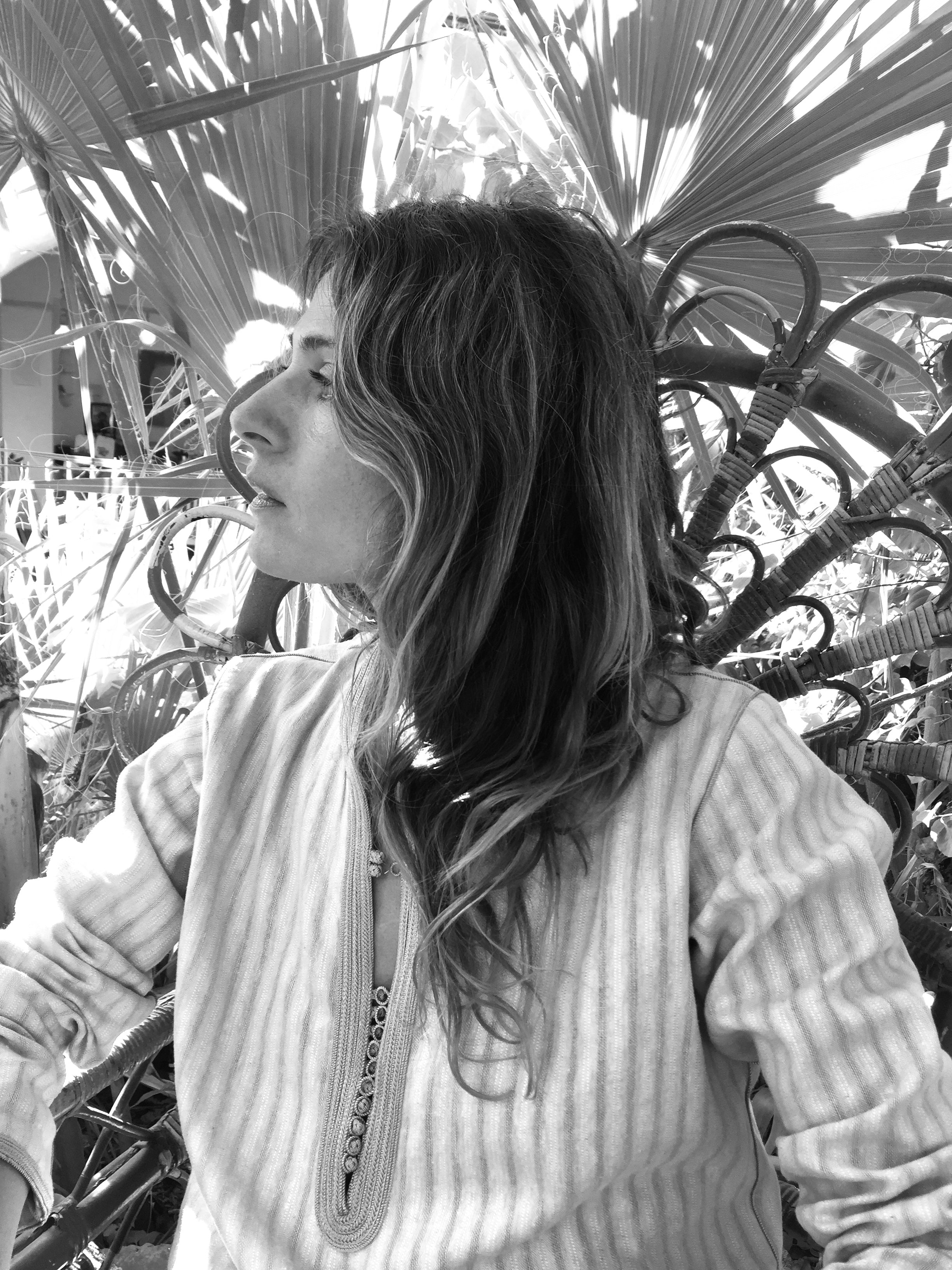 Kurta en popeline de coton rayée ciel