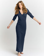 Robe longue en crêpe de coton