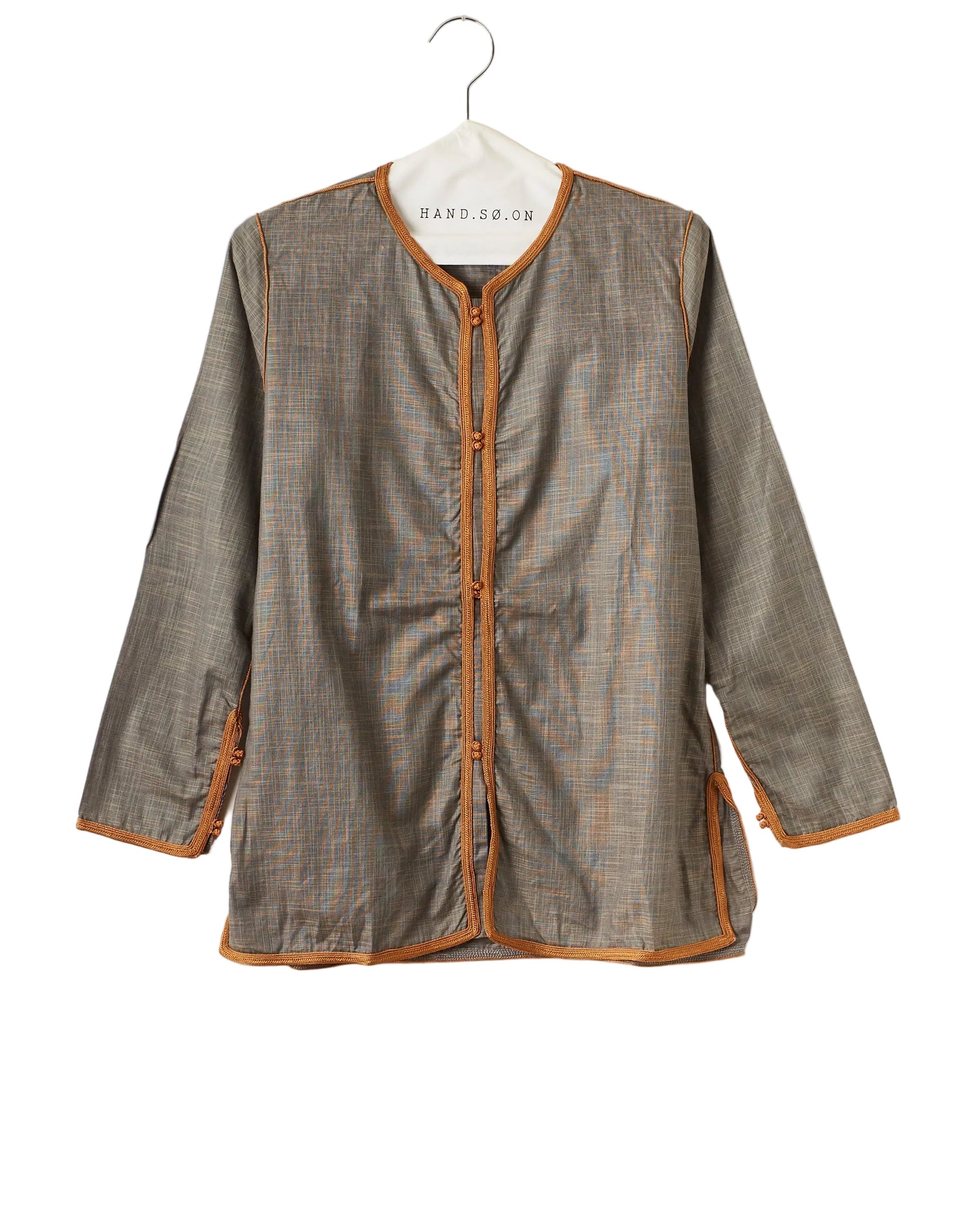 Chemise Anatole en fil de coton anthracite col bronze