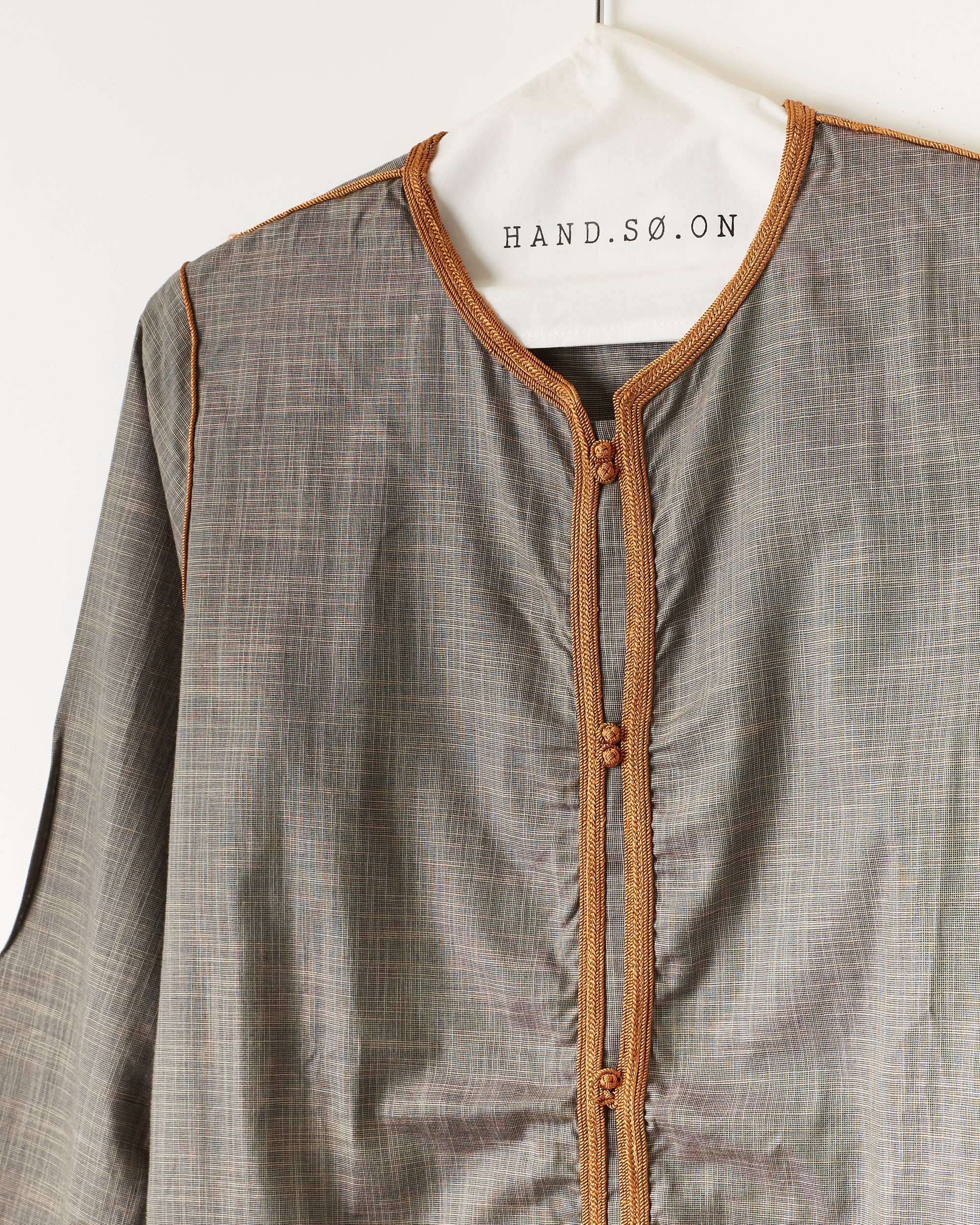 Chemise Anatole en fil de coton anthracite col bronze