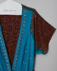 Kimono Robe mi-long et manches courtes en crêpe de soie vintage brodé.