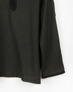Kurta coton et lin motif chevron kaki - Col Noir