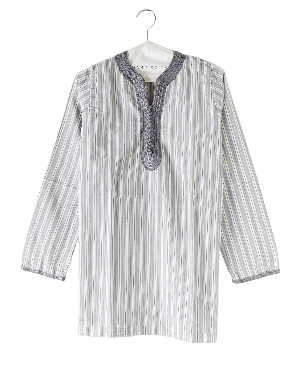 Kurta en popeline de coton rayée ciel