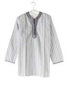 Kurta en popeline de coton rayée ciel