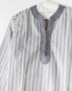 Kurta en popeline de coton rayée ciel