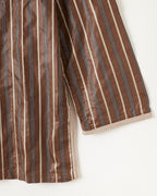 Kurta en satin de coton à rayures bayadères café